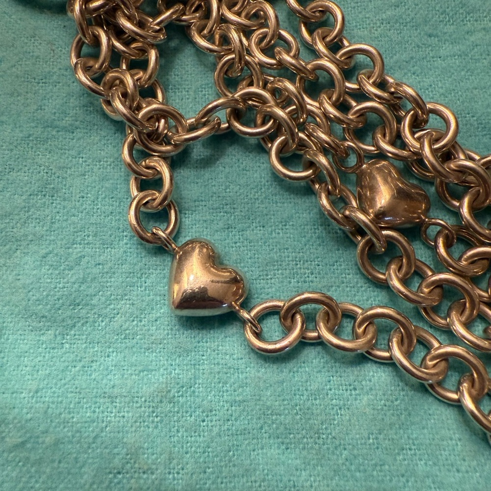 Tiffany & Co Sterling Silver Puffed Heart Multi Chain Bracelet - Picture 4 of 5